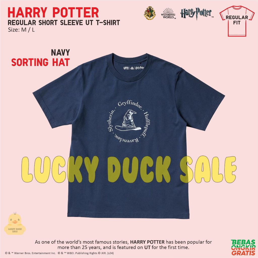 UNIQLO Harry Potter UT Shirt Hufflepuff Sorting Hat Kaos Lengan Pendek Unisex