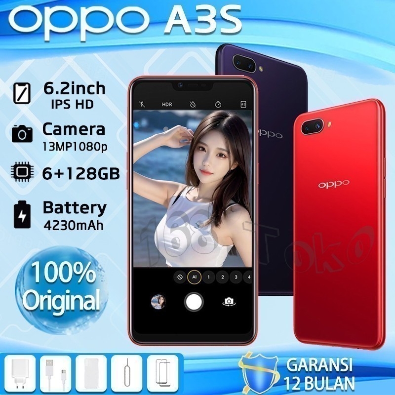 HP OPPO A3S RAM 6/128GB baru Segel  Set lengkap tersegel Smartphone Garansi penuh 12 bulan Promosi