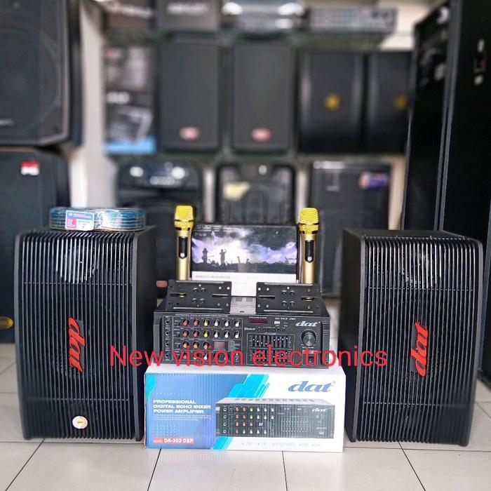speaker pasif 10 inch Ak100 sepaket amplifier DAT-303 DSP karaoke original