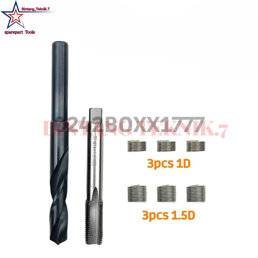 Paket Alat Reparasi Drat Baut 19 Helicoil Recoil Set Bor Dan Tap