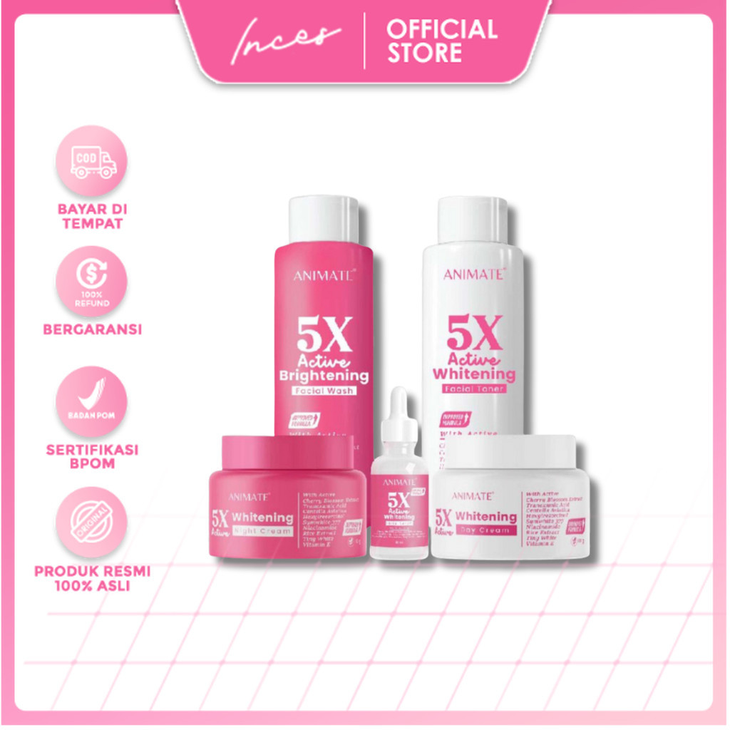 inces - Animate Instant Whitening Series 5in1 / Cream Pemutih Wajah / Skincare Wajah