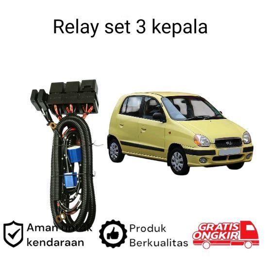 Relay Set Lampu Utama LED H4  Mobil Hyundai Atoz Koko