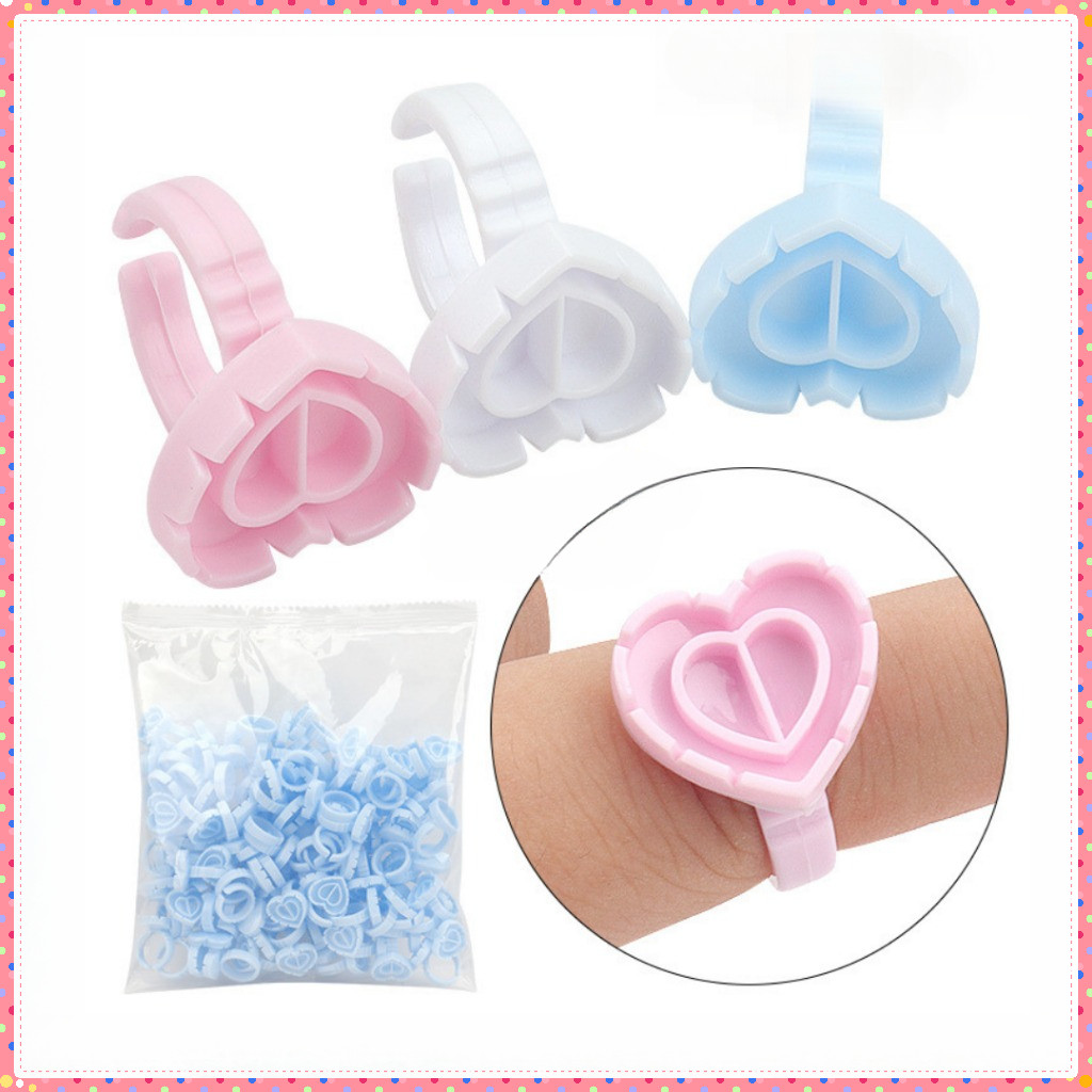 100 Pcs Ring Hati Eyelash/Volume Eyelash Ring/Ring Lem Eyelash Cabang Volume
