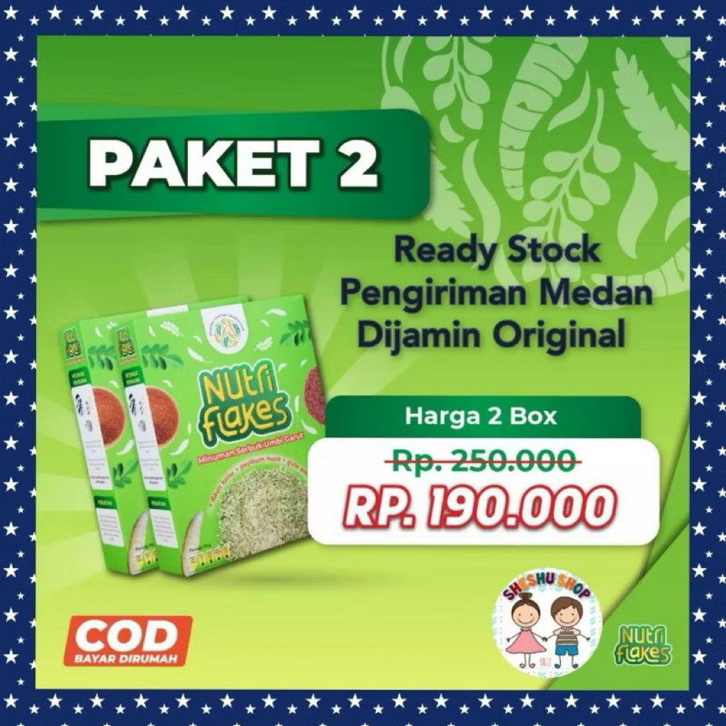 READY MEDAN PAKET 2BOX NUTRIFLAKES MINUMAN SEREAL SERBUK UMBI GARUT ORIGINAL ATASI MAAG GERD ASLAM