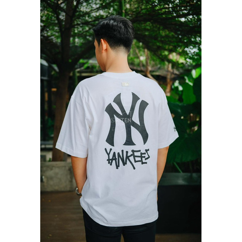 Dijamin 100%  MLB Korea NY Basic Big Logo Tee White Original / Baju Kaos MLB Authentic