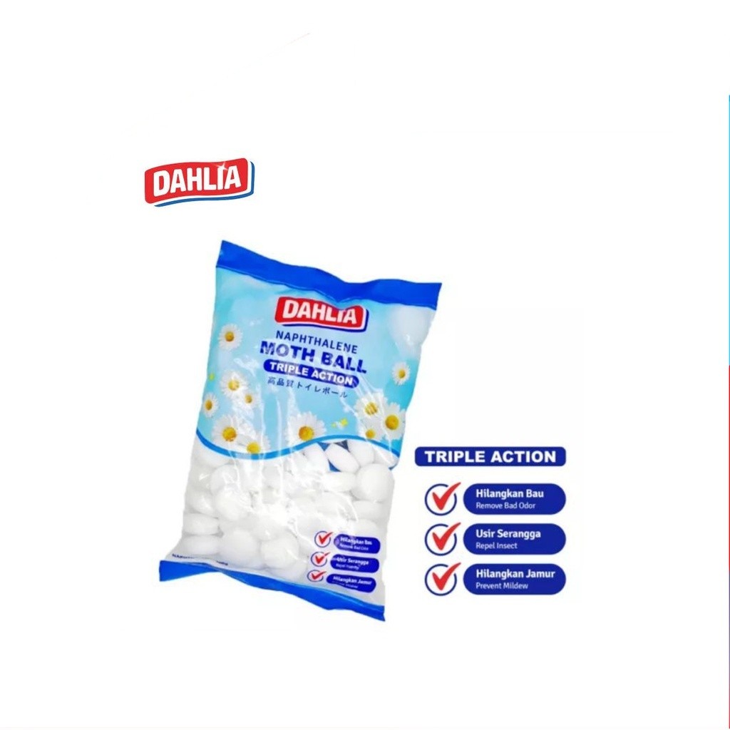 [UniGrosir] Kapur Barus DAHLIA Naphthalene Kamper Moth Ball Triple Action 150 gr