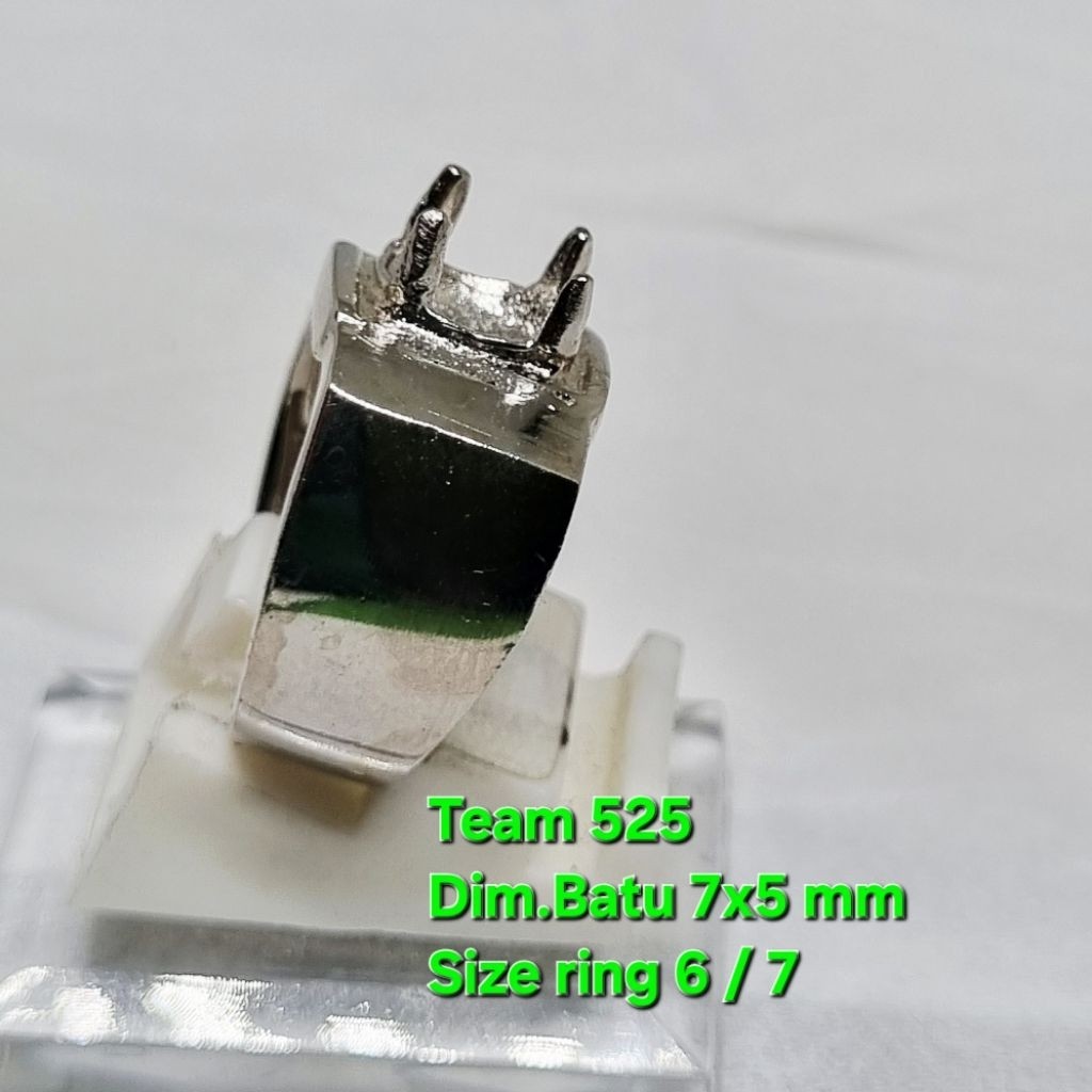 Ring emban alpaka super dim 7x5 mm cakar gigi polos / pengikat ring cincin batu akik eceran