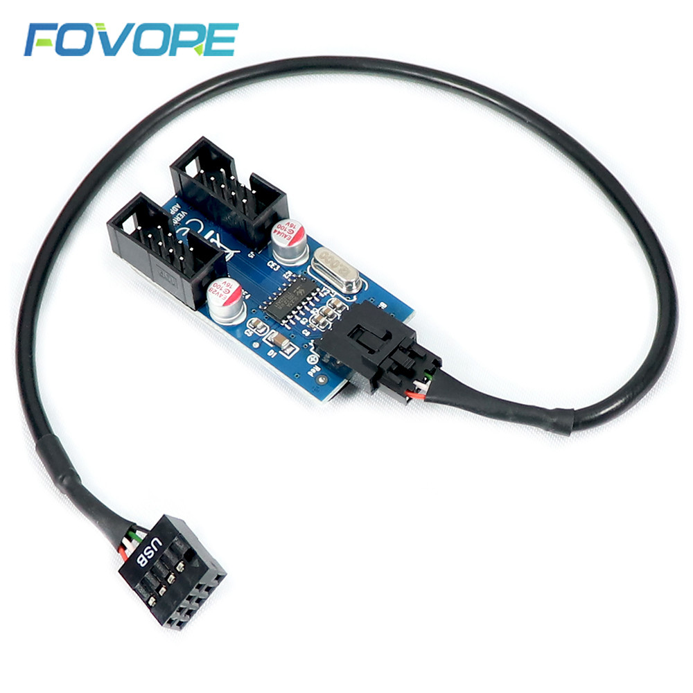 USB Hub USB Splitter USB2.0 9Pin to Dual 9Pin Hub Adapter Riser Motherboard USB 9Pin Header Connecto