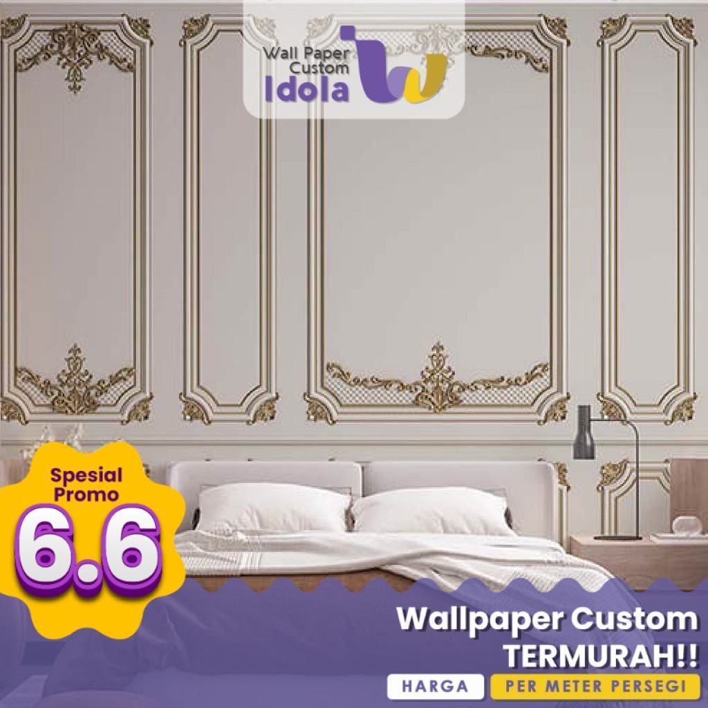 Wallpaper Custom Ruang Tamu | Motif Abstrak & Gambar Molding HD | Desain Premium
