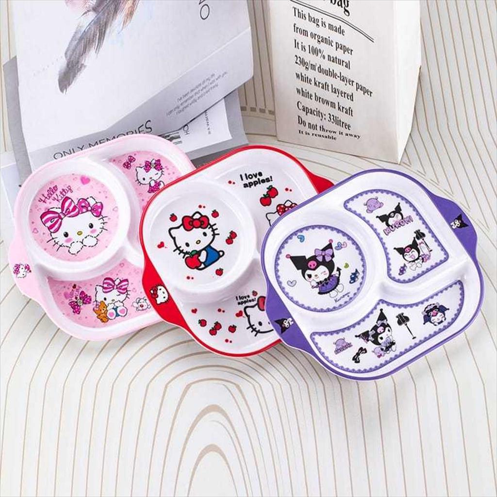 EXCLUSIVE Piring Makan Anak Melamin Sekat Alat Makan Melamin Kuromi Melody Frozen Hello Kitty