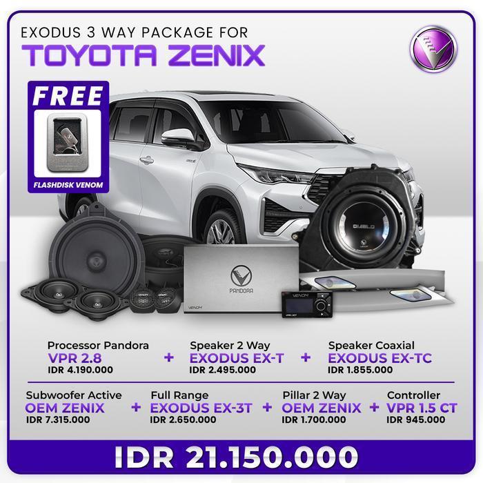 VENOM Paket Audio Mobil Zenix 3 Way Plug and Play GARASI RESMI DSP VPR 2.8 Subwoofer OEM Exodus Spli