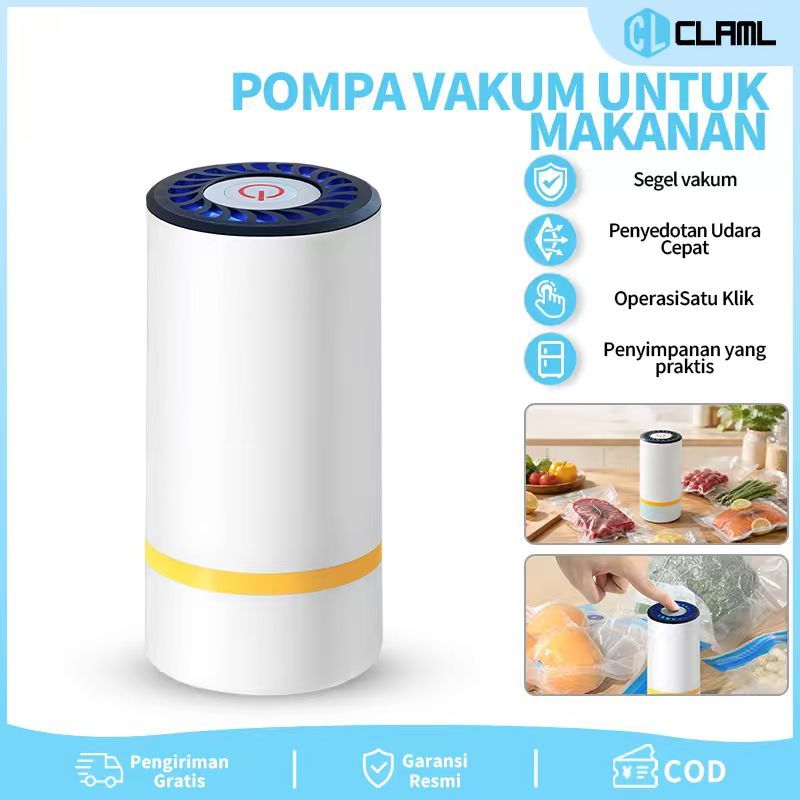 Pompa Vakum Elektrik Portabel 2in1 Multifungsi, Daya Hisap Kuat, Anti Bising, untuk Makanan, Pakaian