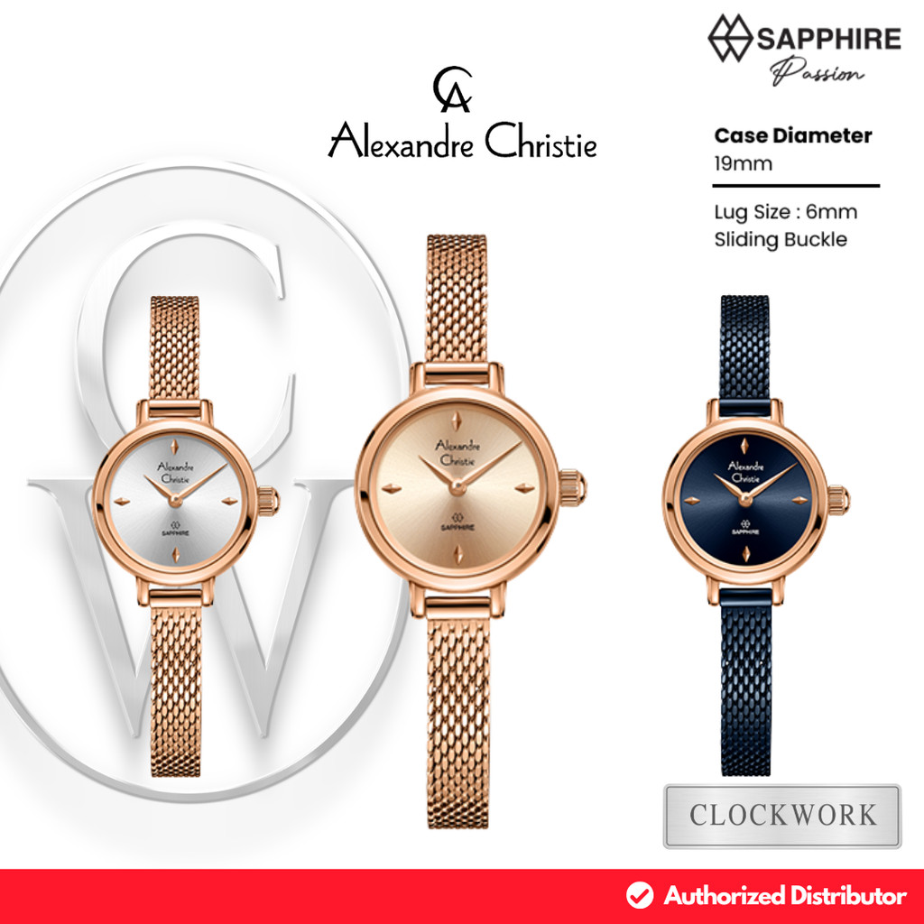 Jam Tangan Wanita Alexandre Christie AC 2B35 LHB Rantai Pasir / Mesh Strap Mini Petite Casual Minima