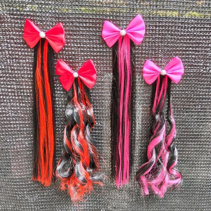 Ready satu buah  Hilite Jepit Anak Jepit Rambut Palsu dengan Pita Warna Cerah dan Cantik untuk Anak-