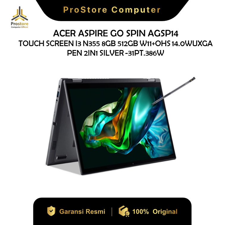 ACER ASPIRE GO SPIN AGSP14 TOUCH INTEL CORE I3 N355 8GB 512GB W11+OHS 14" WUXGA PEN 2IN1 -31PT.386W 
