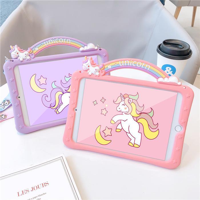 Case silikon IPAD 2 3 4 5 6 9.7" karakter anak standing unicorn dino - IPAD 2/3/4, K2-DINO HIJAU