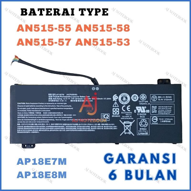Baterai Acer Nitro 5 AN515-43 AN515-46 AN515-46 AN515-44 AN515-53 -AJNB