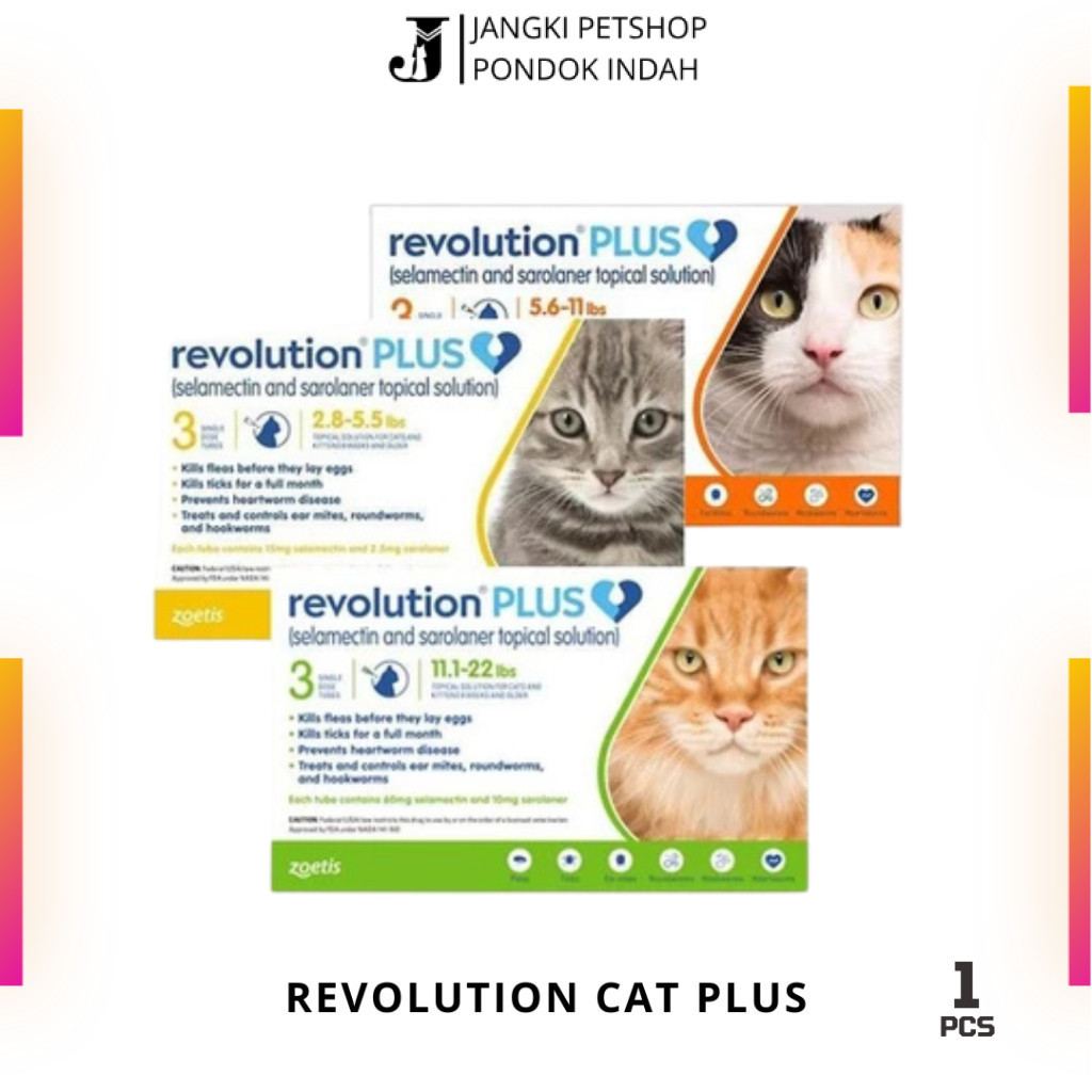 Revolution Cat Plus 2.5-5kg Obat Kutu Kucing |  Revolution Cat Plus 2,8 - 5,5 Lbs (Gold) | Revolutio