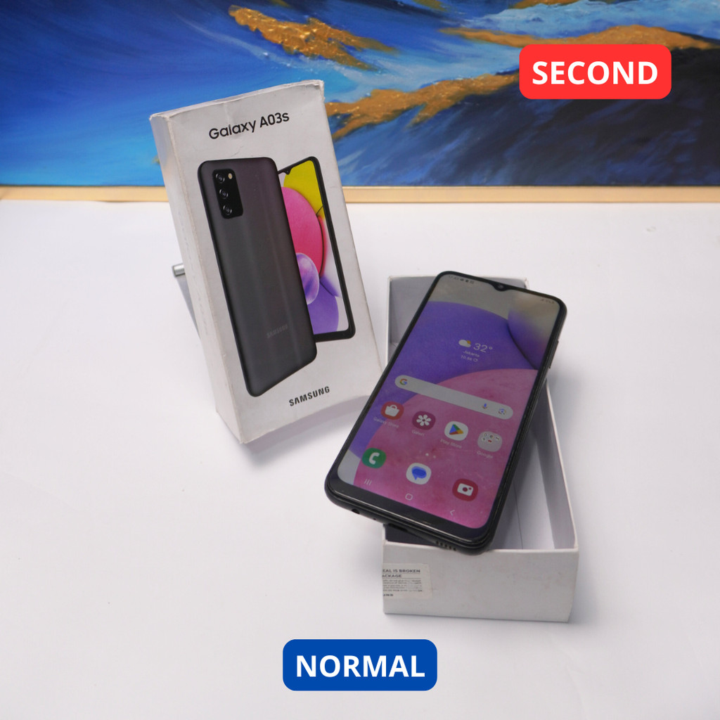SAMSUNG A03S 3/32 GB HP SECOND ORIGINAL SINAR MUTIARA CELL