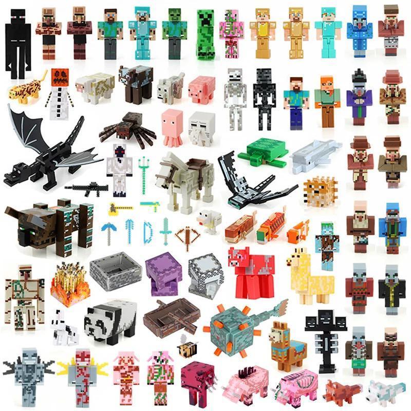 Action figure Minecraft 4-10 cm satuan artikulasi topper kue pajangan koleksi minicraft hiasan