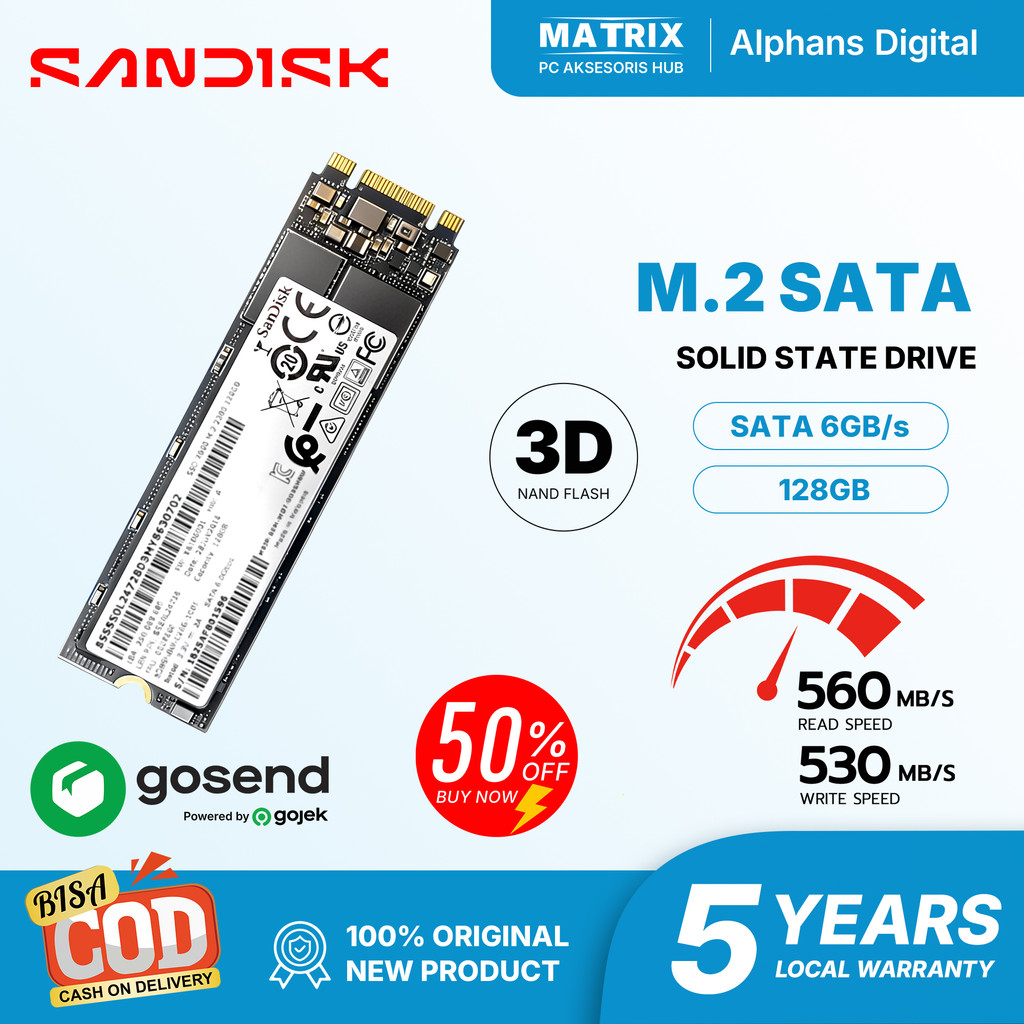 SSD SanDisk X600 M.2 2280 128GB 256GB SATA III 560MB/s Tahan Lama Garansi 3D NAND TLC untuk Laptop P