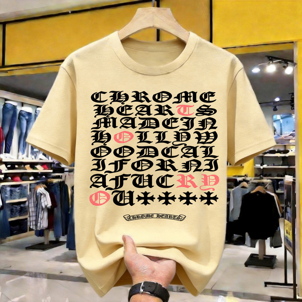 Chrome Hearts Gothic Letters Kaos Polos Katun Premium Tebal 210GSM Original Indonesia Size Lengkap L