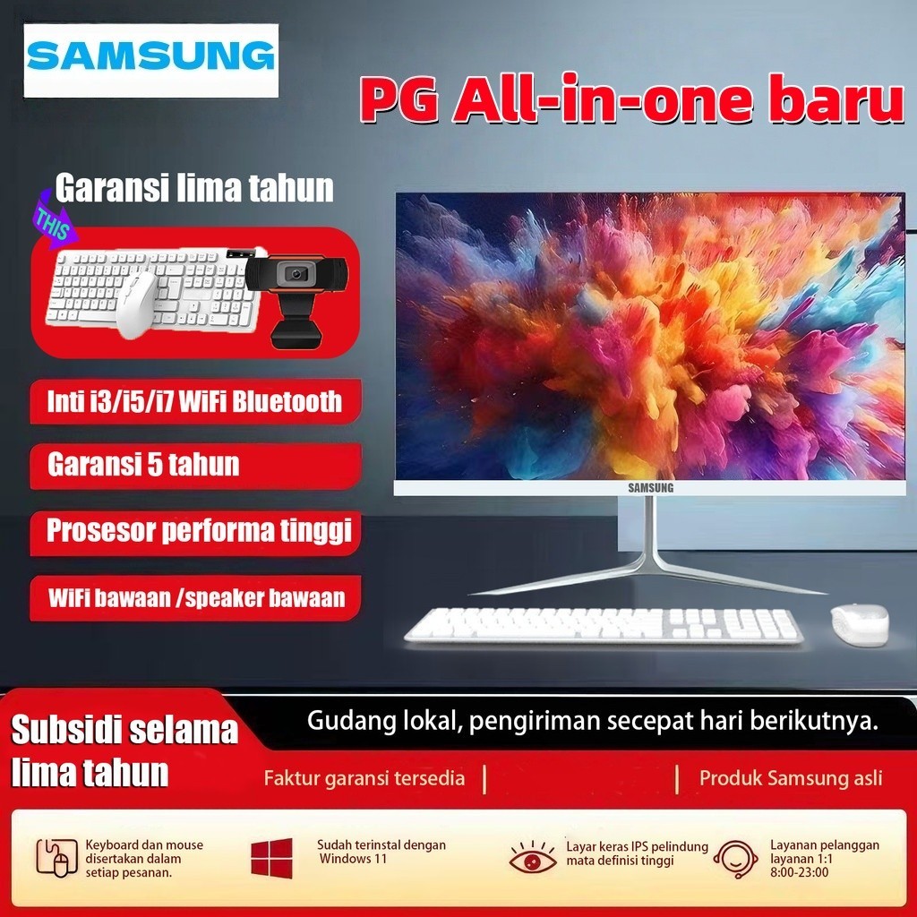 Komputer all-in-one terbaru Samsung ini sangat tipis dan dilengkapi prosesor Intel Core i3/i5/i7, se