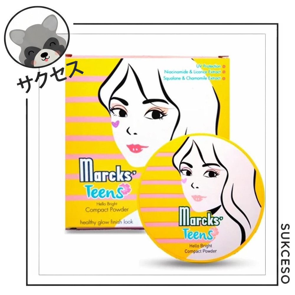 MARCKS Teen Compact Powder – Natural Beige, Putih, Crème, Rose, Invisible | Bedak Padat Marcks