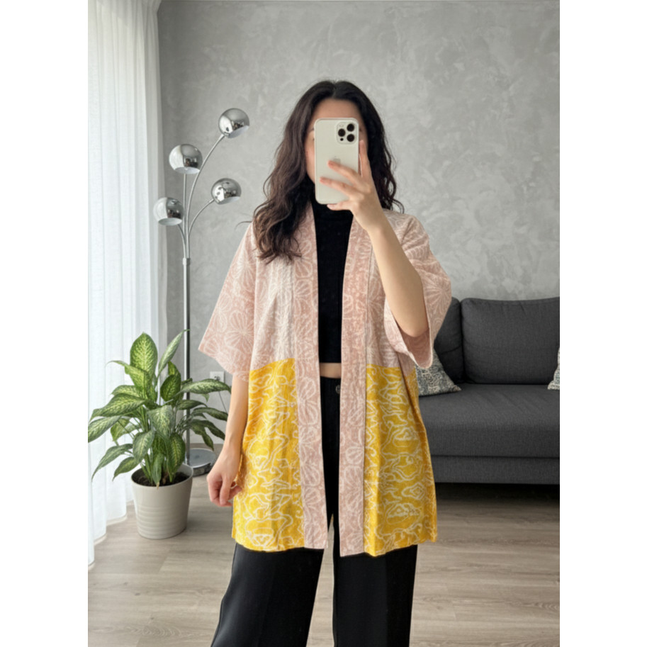 Batik ENOM - Outer Jenna -  Batik Cap Bahan Dobby - Dara - Outer Dobby Outer Batik Modern Wanita - A