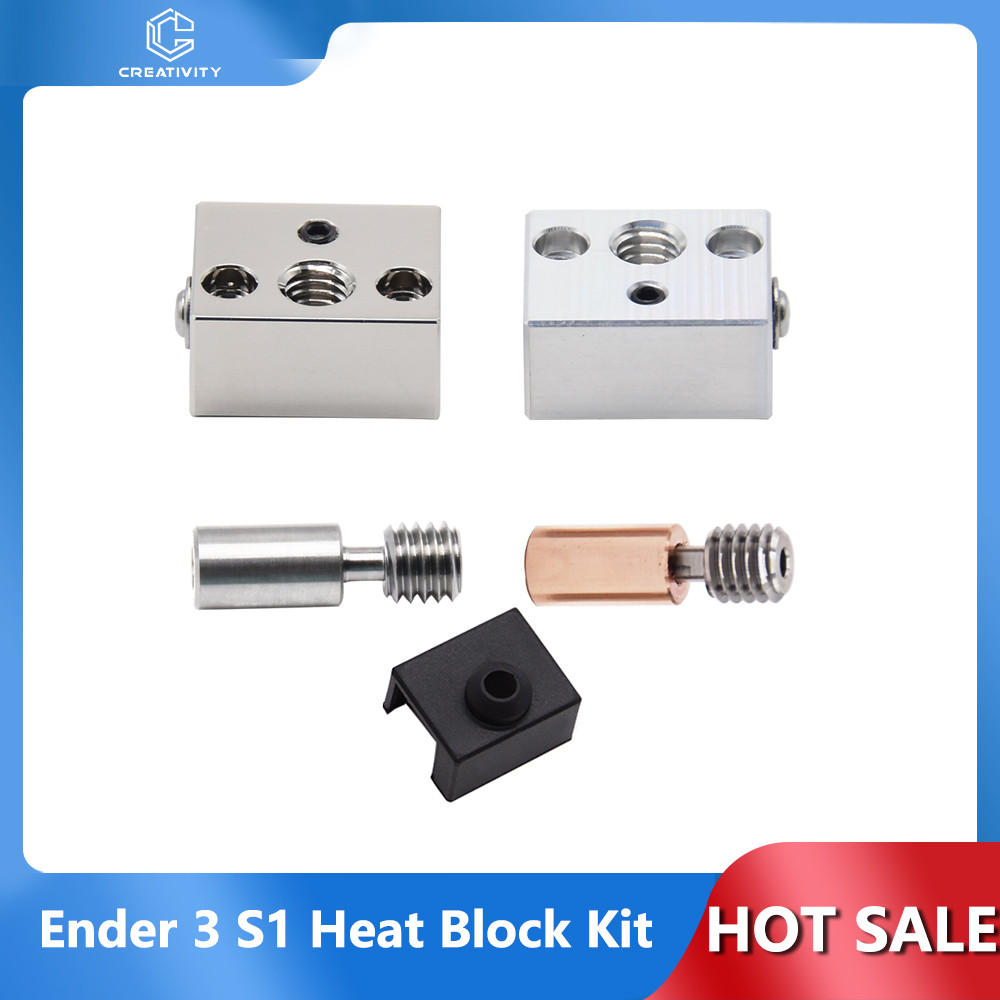 Ender 3 S1 Heat Block Thermistor Heater Copper Plated Bimetal Heatbreak Nozzle Throat Sock Ender 3 S