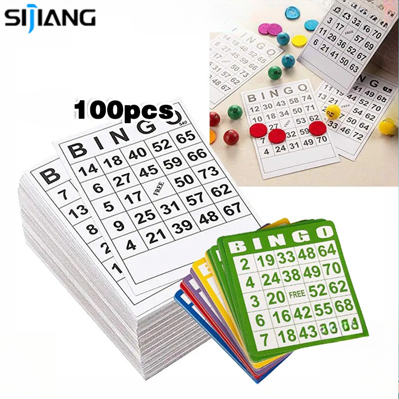 SIJIANG 100pcs/set Kartu Bingo Lengkap Besar Bingo Card 5 Warna Bingo Set