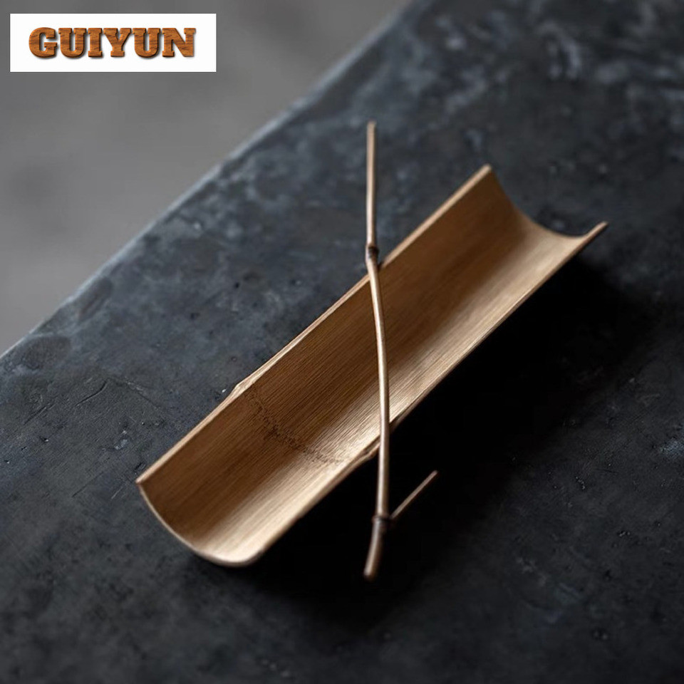 Handmade Solid Wood Bamboo Joint Tea Scoop Retro Chahe Shovel Awakening Tea Ladle Chinese Tea Chines