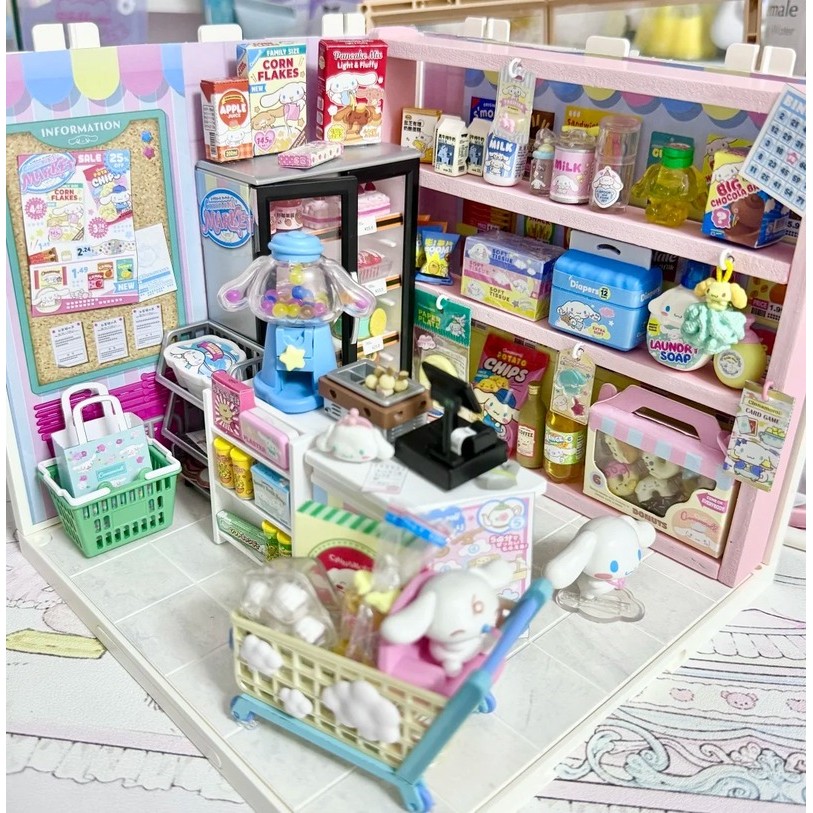 Original Re-Ment Cinnamoroll Supermarket Miniature Series Blind Box Scene Fine Model Collect ic Toys