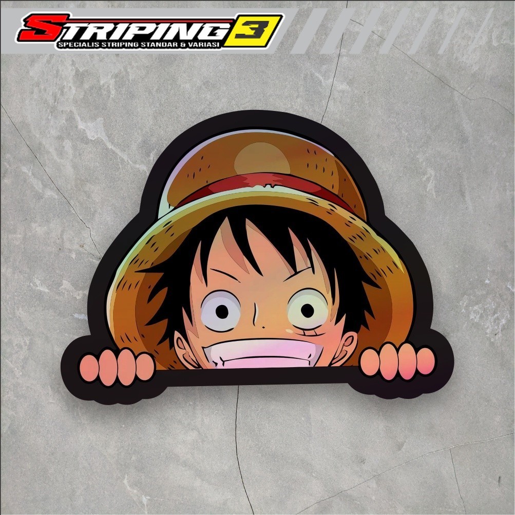 Sticker Anime Hologram Luffy One Piece Sticker Aksesoris case hp & Laptop ukuran 7 cm