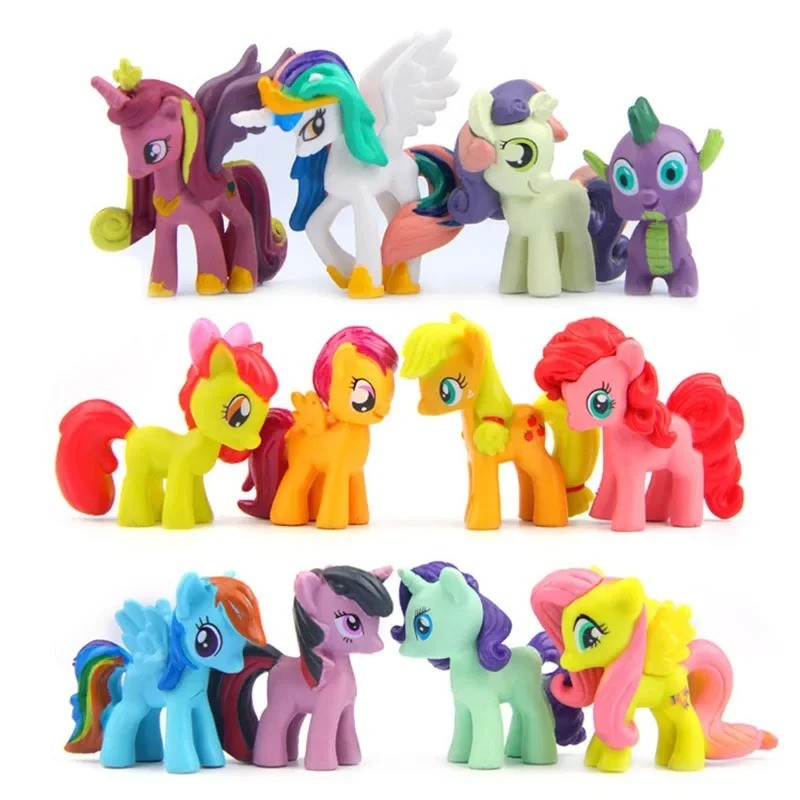 12Pcs/Set My Little Pony Action Figures Toy Anime Twilight Sparkle Model Doll Room Decoration Birthd