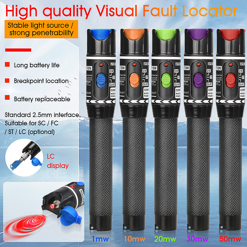 COMPTYCO VLF 50MW Visual Fault Locator Fiber Optic Cable Tester 5-50KM Range can oose 30MW