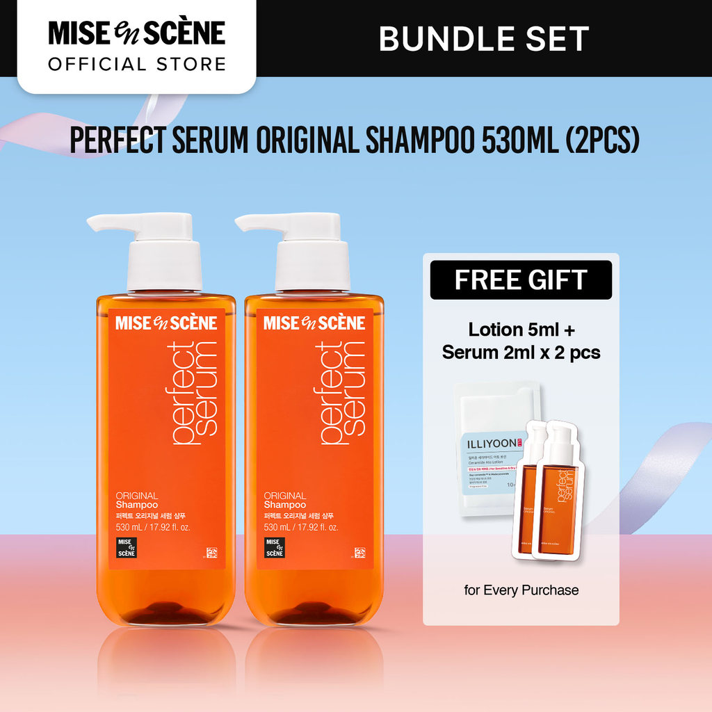 [PAKET HEMAT ISI 2] mise en scene Perfect Serum Original Shampoo 530ml (2pcs) - Shampoo Rambut Damag