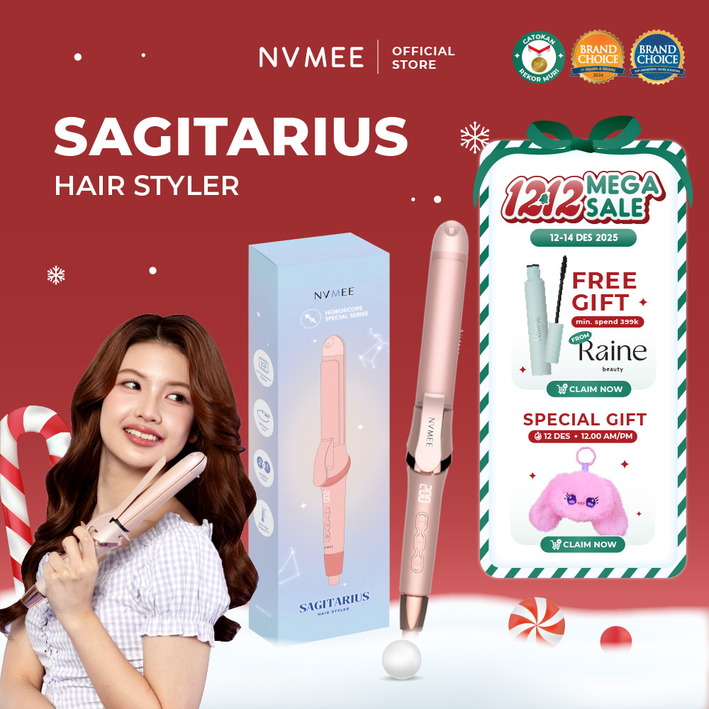 NVMEE - Catokan Rambut 2in1 LED Touch Sagitarius Hair Styler