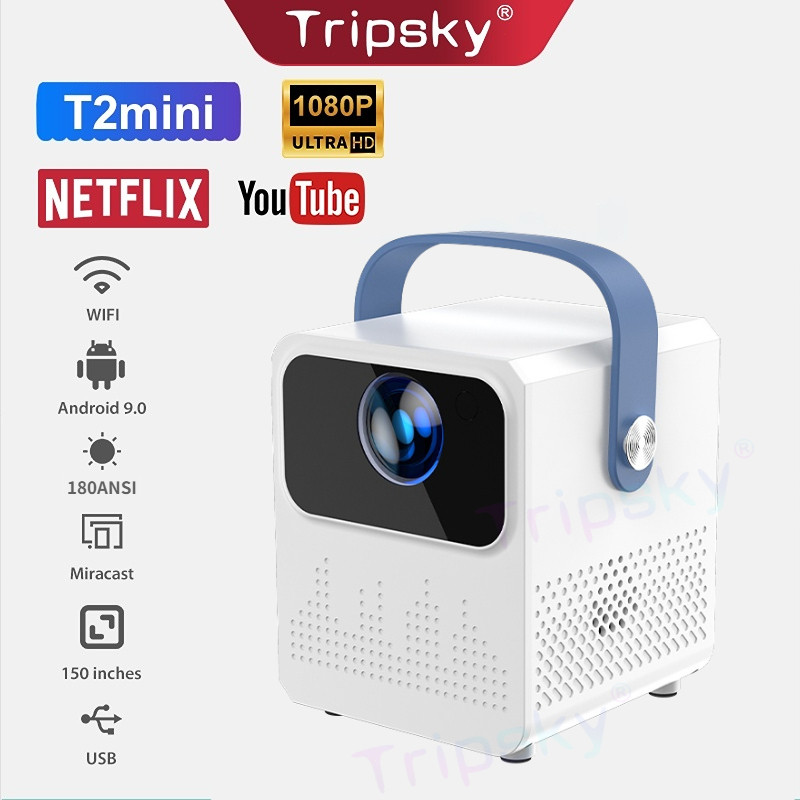 Tripsky T2mini  Proyektor  mini  Obral  Ram 2GB  Android 9 proyektor android 4k full hd