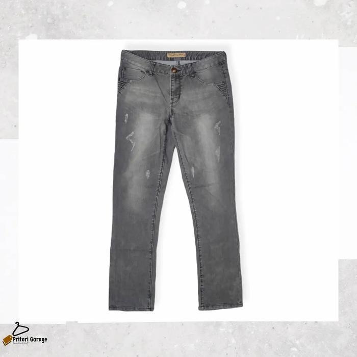 Dry Denim Ripped Jeans Bangbang Straight Slim Fit Grey Color 30