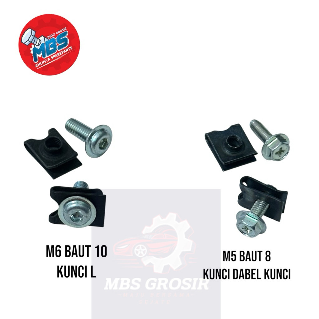 MBS BAUT CLIP KLIP M6 BAUT 10 KUNCI L ddan M5 BAUT 8 FLANGE TOPI DABEL KUNCI ORIGINAL TERLARIS