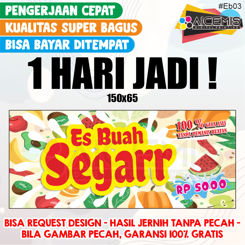 1 HARI JADI Spanduk Es Buah Prasmanan 5000 / Spanduk Jualan Ramadhan / Spanduk Bulan Puasa / Spanduk