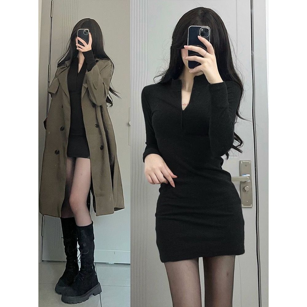 Gaun bodycon wanita, gaya wanita dewasa yang ketat, rok pendek dasar pelangsing baru