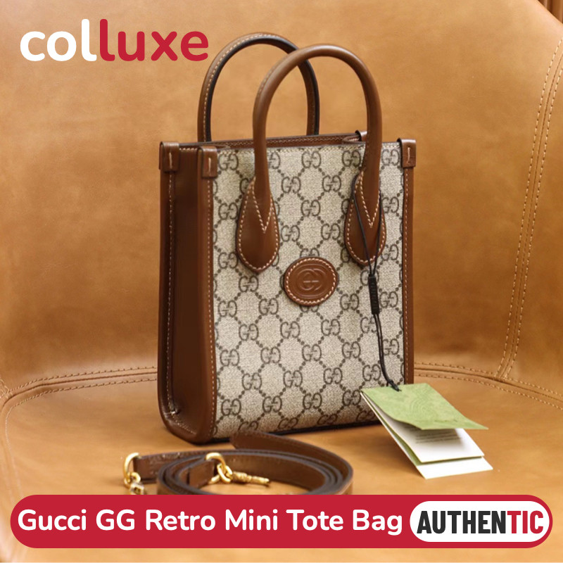Menyediakan resi  Gucci GG Retro Mini Tote Bag tas punggung / tas genggam / wanita