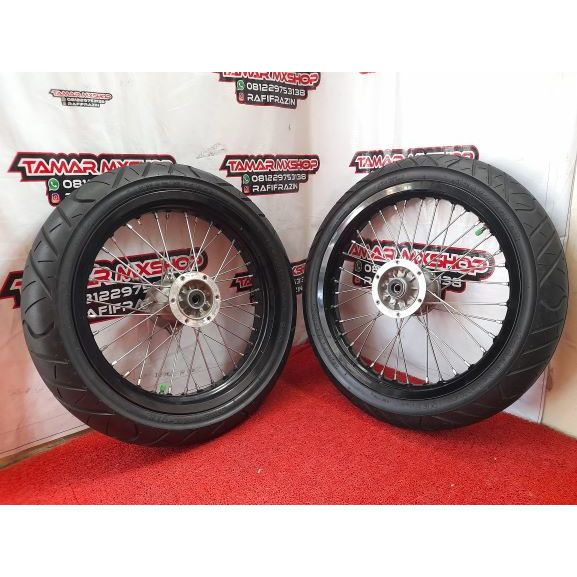 WHEELSET VELG SET BAN SET SUPERMOTO KLX ORIGINAL COPOTAN MOTOR DTRACKER