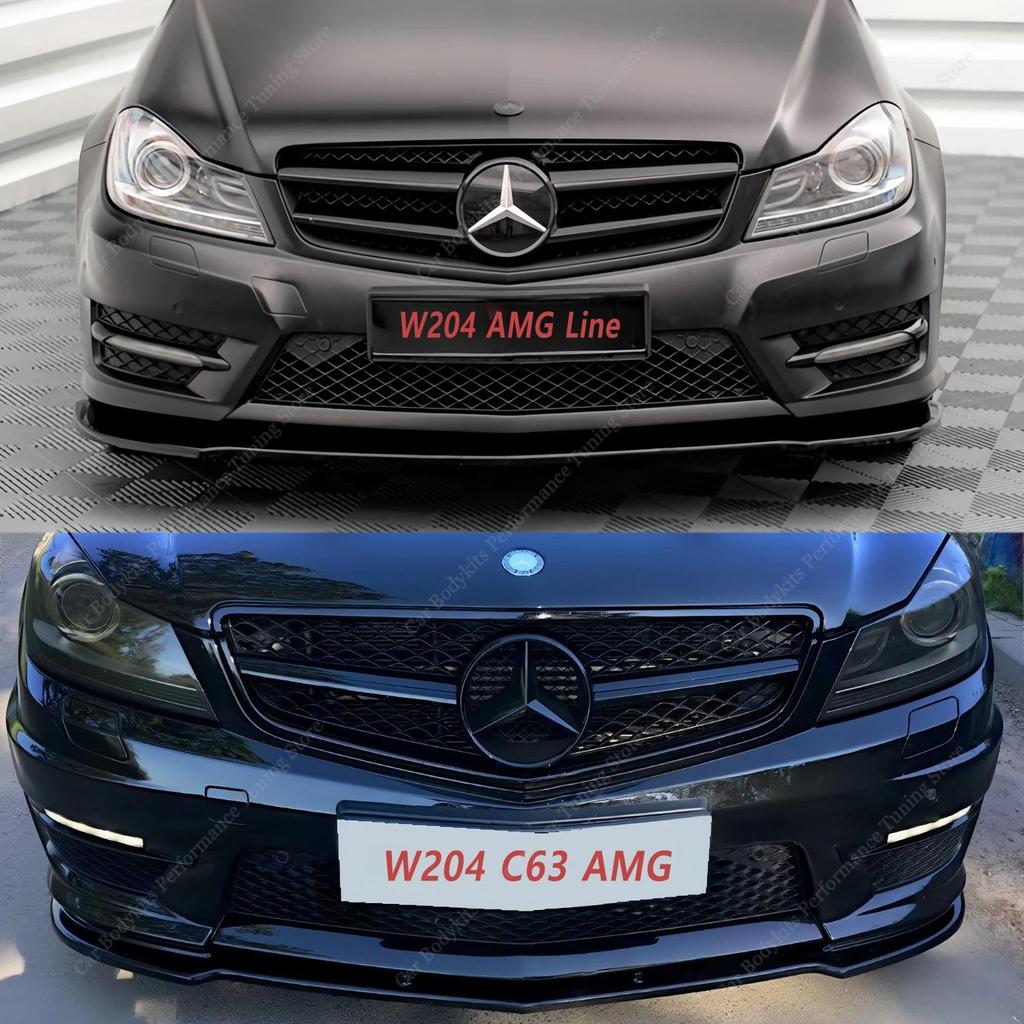 Maxton Style Front Bumper Lip Spoiler Splitter For Mercedes W204 S204 C63 AMG/AMG-line 2011-2014 Fac