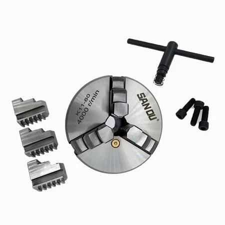 Kepala Bubut 3 Kaki K11-80 3 Jaw Chuck Mesin Bubut Catok Penjepit Kayu Logam Presisi San Ou