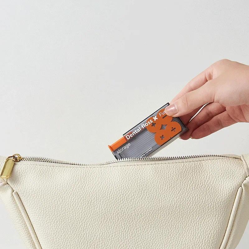 Mini Floss Box with Automatic Pop-up Toothpick Holder Portable Box Flossing Floss Stick Organizer To