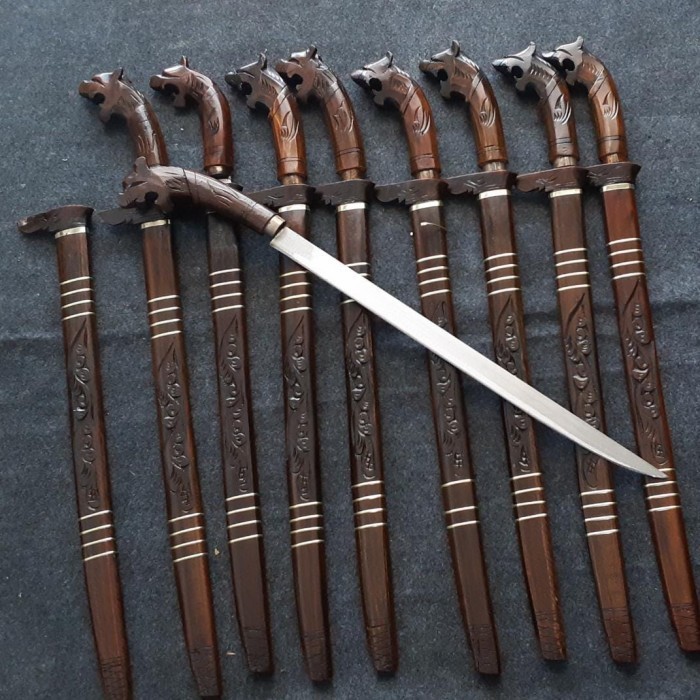 COD Pisau sembelih barlen ukiran macan panjang Perkakas Koleksi RF golok macan panjang asli 82cm ter