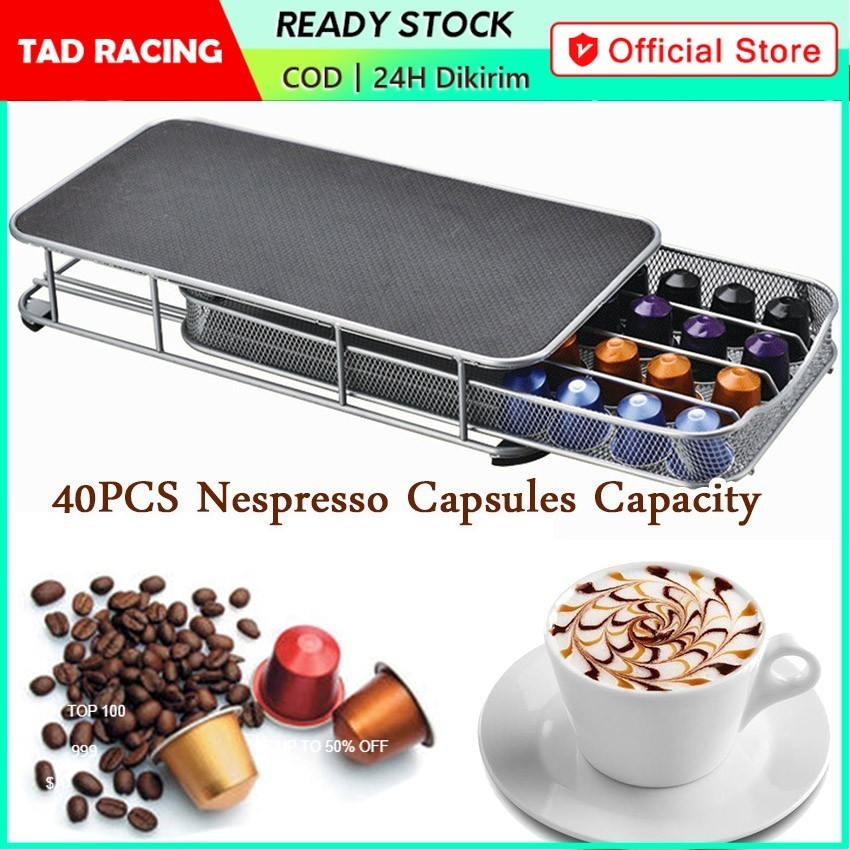 40Pcs Tempat Kapsul Kopi Behan Besi Coffee Capsules Drawer Rak Holder Kotak Nescafe Kapsul Nespresso